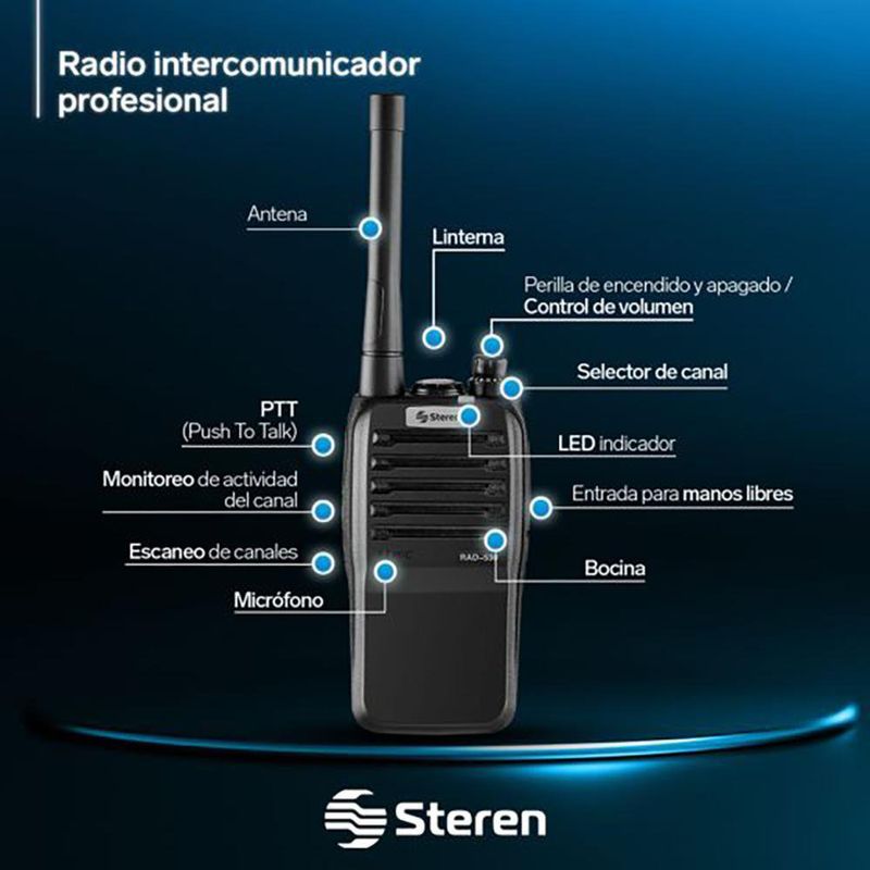 Radio Intercomunicador Profesional con Alcance de 7 Km - Steren