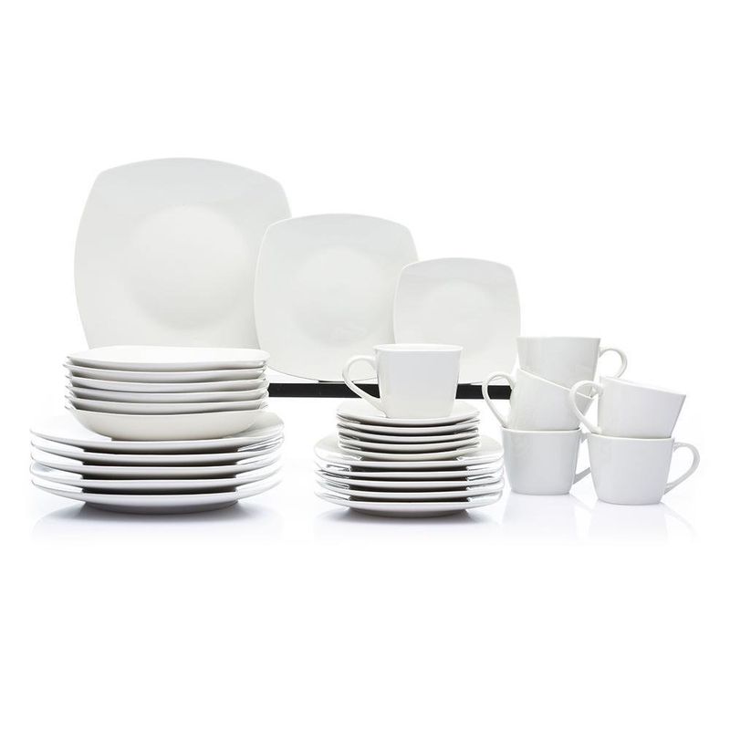 Vajilla 30 Pzas Blanca Porcelana - Toscana