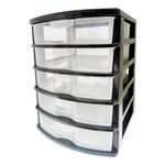 Gavetero de Plástico de 5 Gavetas Color Negro