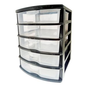 Gavetero de Plástico de 5 Gavetas Color Negro