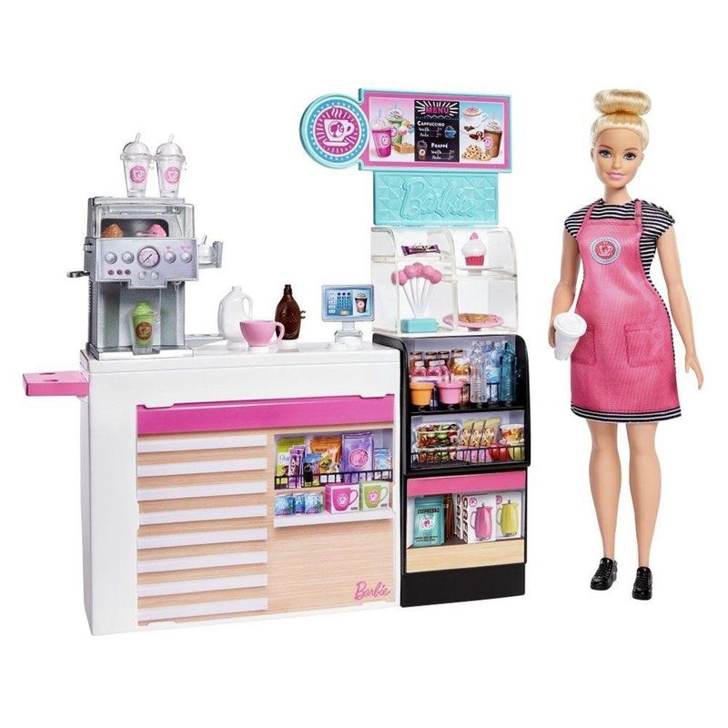 Barbie Cafetería con Muñeca y Accesorios Realistas de 20 Piezas