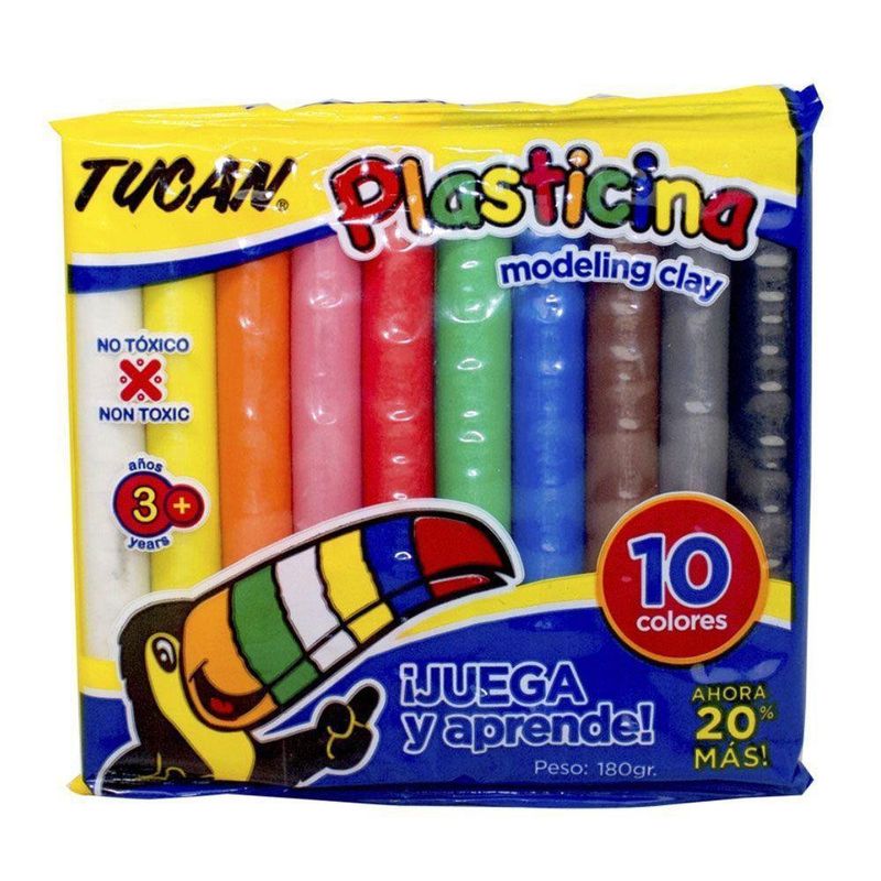 Plasticina Barra 10 Colores 180 Grs - Tucan