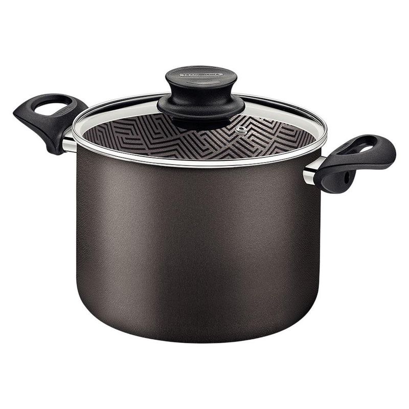 Olla Alta Paris con Tapa de 26 Cm Color Negro Mate