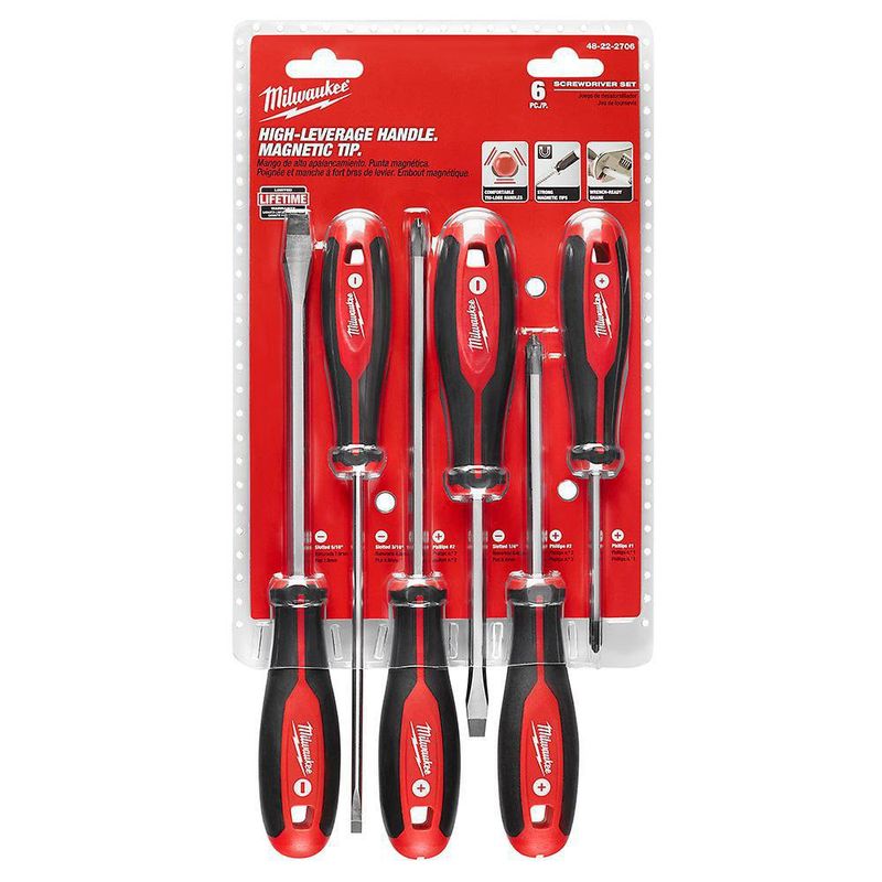 Set De 6 Destornilladores Punta Plana Y Phillips - Milwaukee Electric
