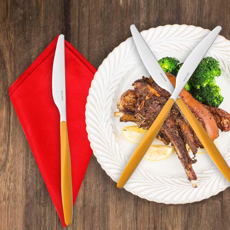 Cuchillo Fusión De Acero Inoxidable Ocre Y Plateado - Guzzini