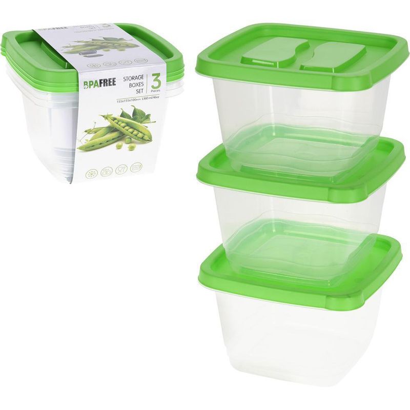 Set De 3 Contenedores Rectangulares De 1360 Ml