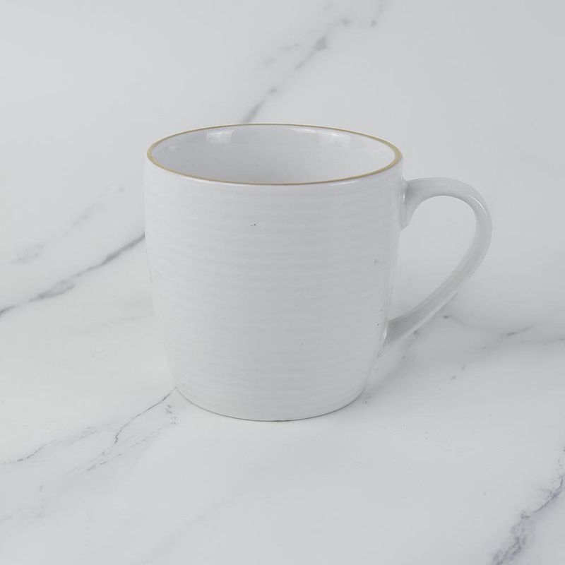 Pocillo De Porcelana Blanco Con Borde Dorado 12 Oz - Toscana