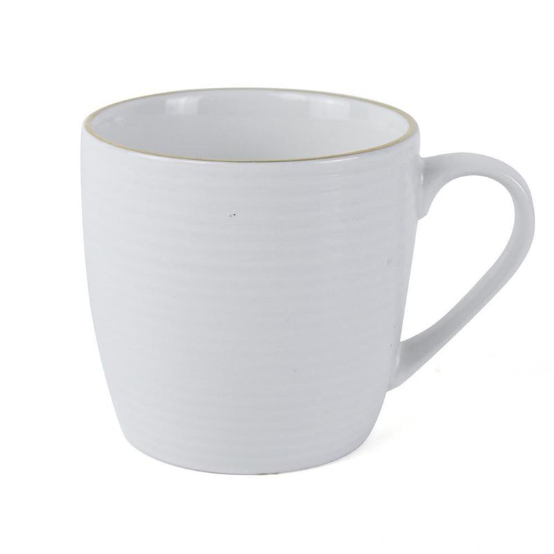 Pocillo De Porcelana Blanco Con Borde Dorado 12 Oz - Toscana