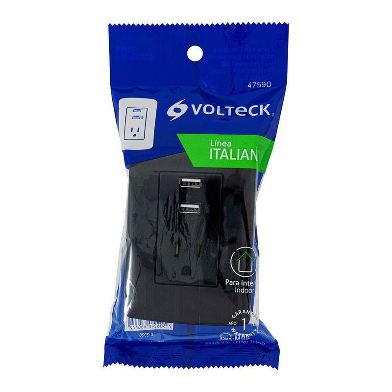 Tomacorriente Doble 2 Polos + Tierra - Volteck