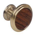 Perilla Metálica Latón Antiguo Inserto Tipo Madera - Hermex