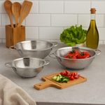 Set de Coladores Tipo Canasta de Acero Inoxidable 3 Pzas