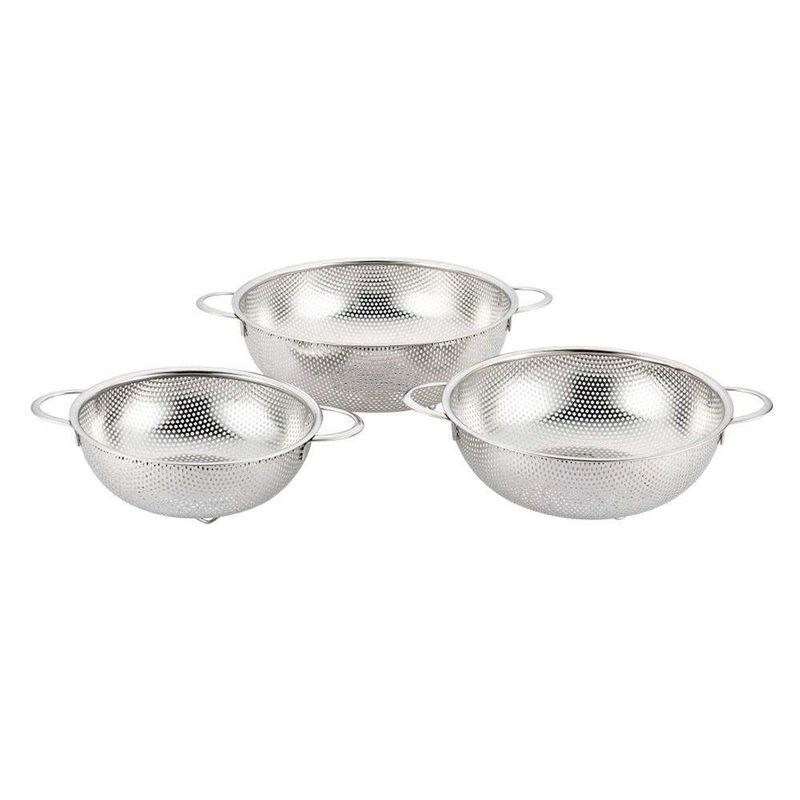 Set De Coladores Tipo Canasta De Acero Inoxidable 3 Pzas - Nordika