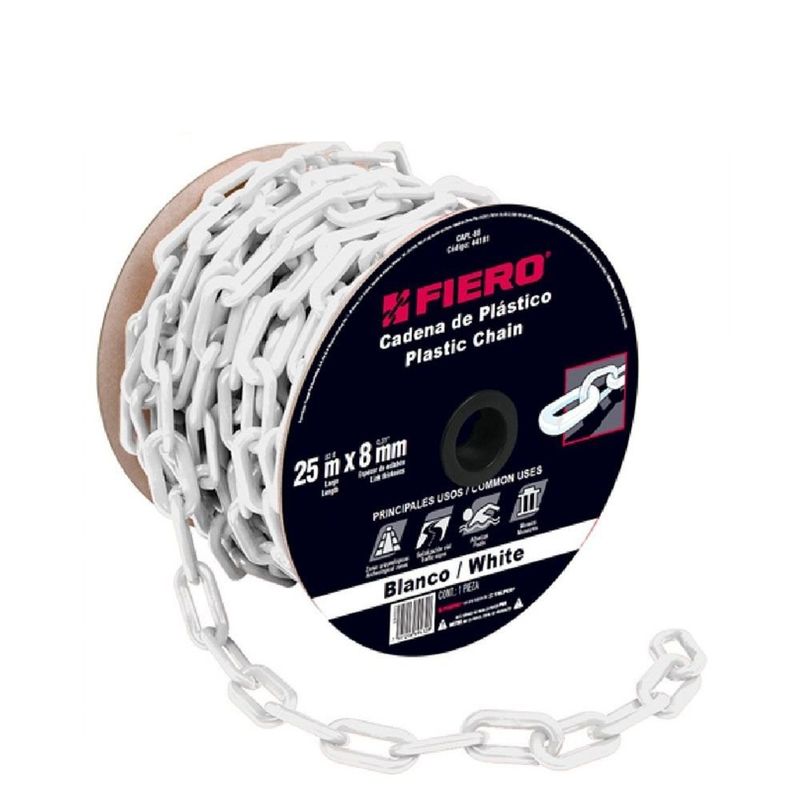 Cadena de Plástico para Delimitación y Señalización de 8 Mm Venta por Metro Color Blanco