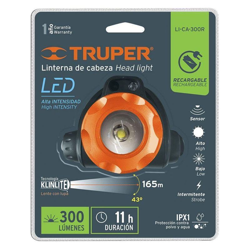 Linterna Cabeza 290Lm Recargable Expert - Truper