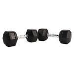 Set De 2 Mancuernas Hexagonales De Caucho 25 Lbs