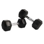 Set De 2 Mancuernas Hexagonales De Caucho 25 Lbs