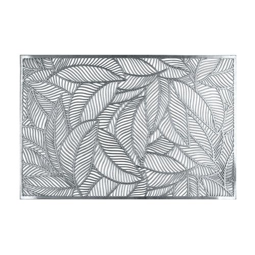Individual Rectangular Gris Diseño Hojas 45 X 30 Cm - Viva