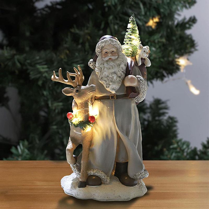 Santa Con Reno 11.5X11X22 Cm - Scandi