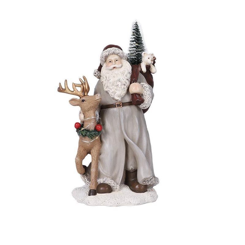 Santa Con Reno 11.5X11X22 Cm - Scandi
