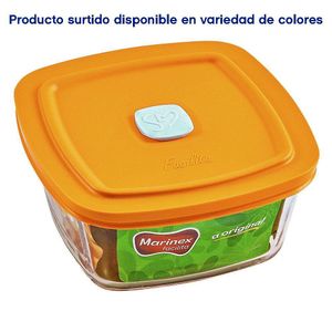 Hermético de Vidrio Cuadrado Transparente con Tapa Plástica 1 L