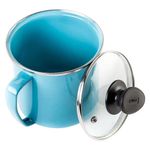 Vaso Recto de Peltre con Tapa de Vidrio Templado 14 Cm Color Aqua