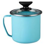 Vaso Recto de Peltre con Tapa de Vidrio Templado 14 Cm Color Aqua
