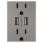 Tomacorriente Doble Con 2 Puertos Usb Gris 15A - Legrand
