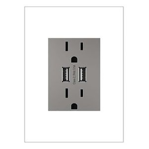 Tomacorriente Doble Con 2 Puertos Usb Gris 15A - Legrand