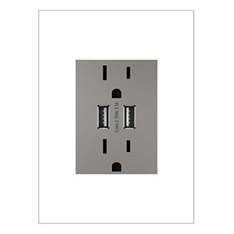 Tomacorriente Doble Con 2 Puertos Usb Gris 15A - Legrand