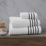 Toalla De Baño 90X150 Cm Blanco Y Gris Oscuro - Viva Fresh