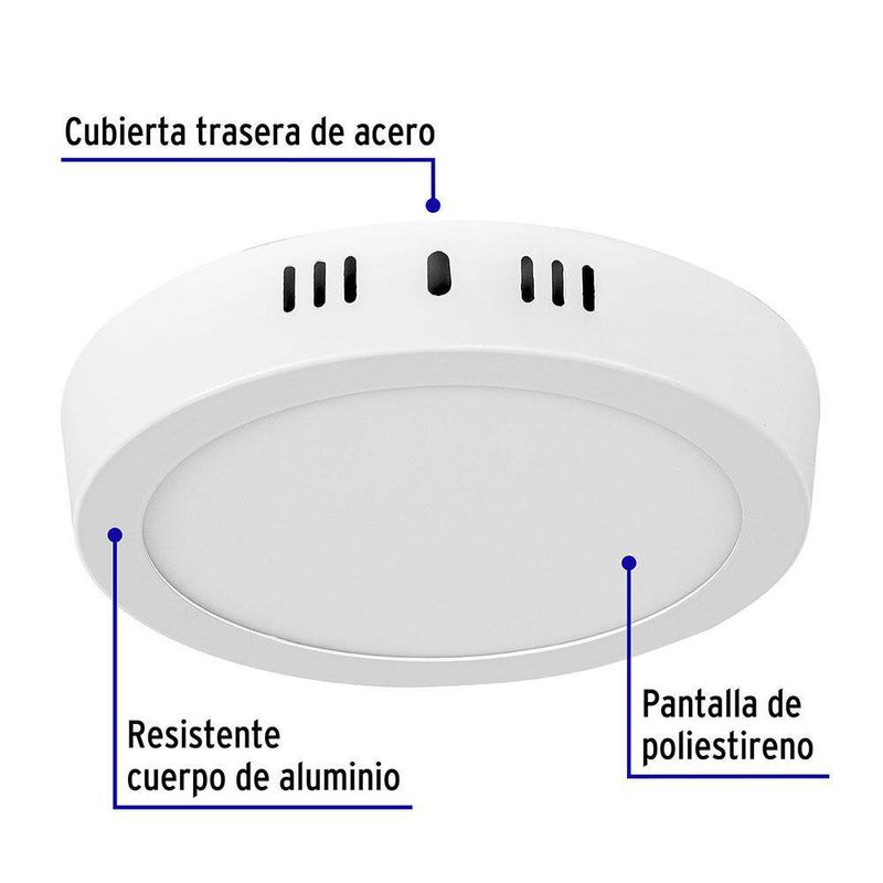 Lámpara Tipo Plafón LED Redonda Luz Cálida 12 W - Volteck