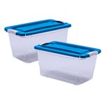 Set de 2 Cajas Plásticas con Tapadera Azul 23L