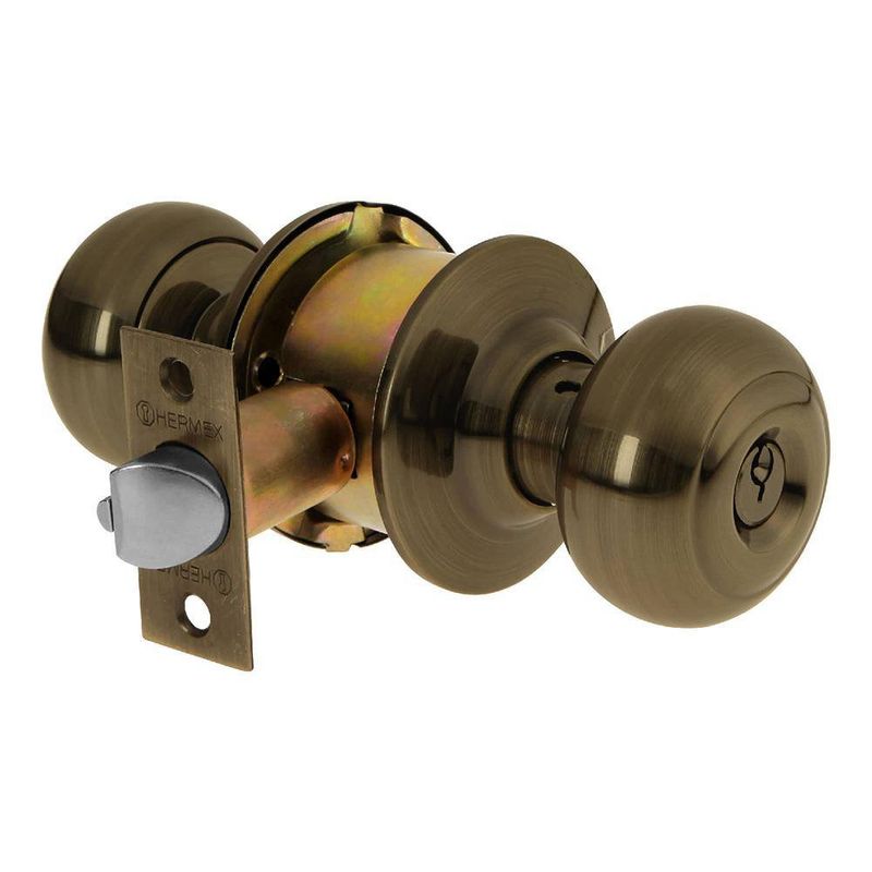 Cerradura Tipo Oval Para Dormitorio Latón Antiguo - Hermex