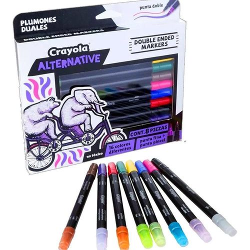 Marcador Alternative Doble Punta 8 Unidades 16 Colores - Crayola