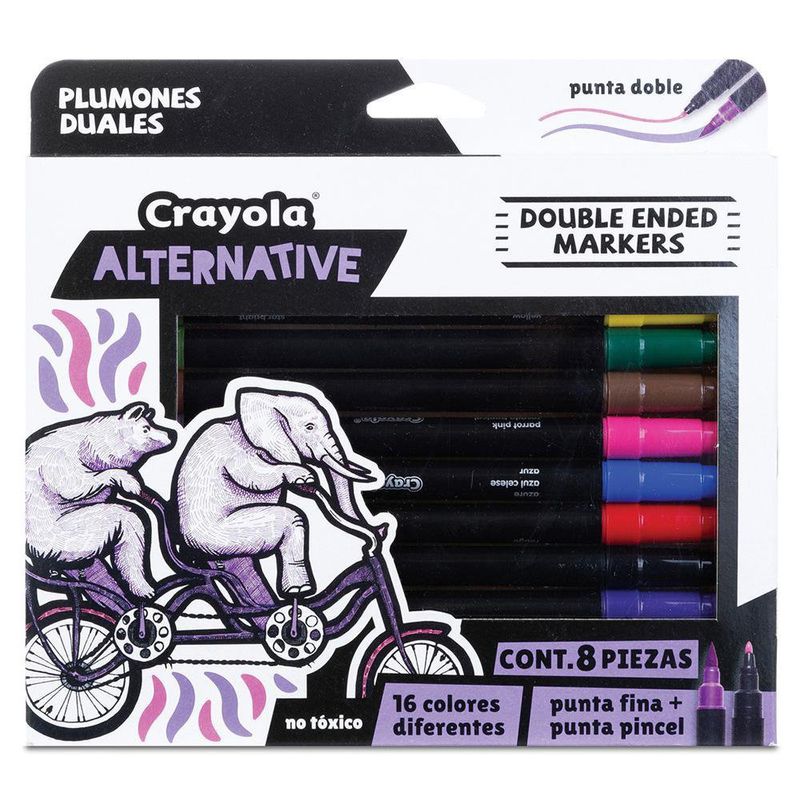 Marcador Alternative Doble Punta 8 Unidades 16 Colores - Crayola
