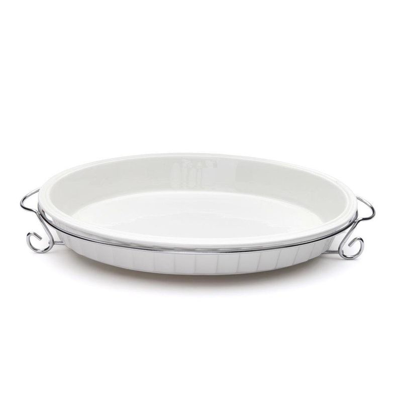 Plato Para Servir Ovalado De Vidrio Con Base
