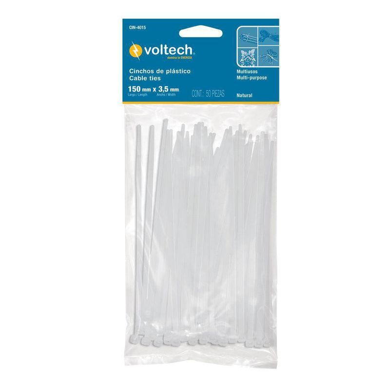 Cincho Estándar De 6 Plg Y 40 Lb Blanco 50 Pzas - Volteck