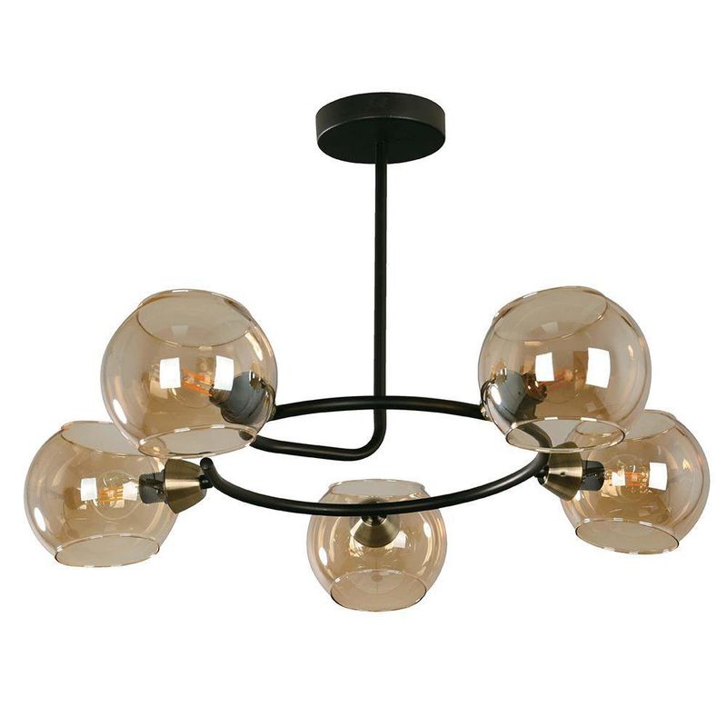 Lámpara Colgante Negra Y Bronce De 5 Luces 40 W - Z