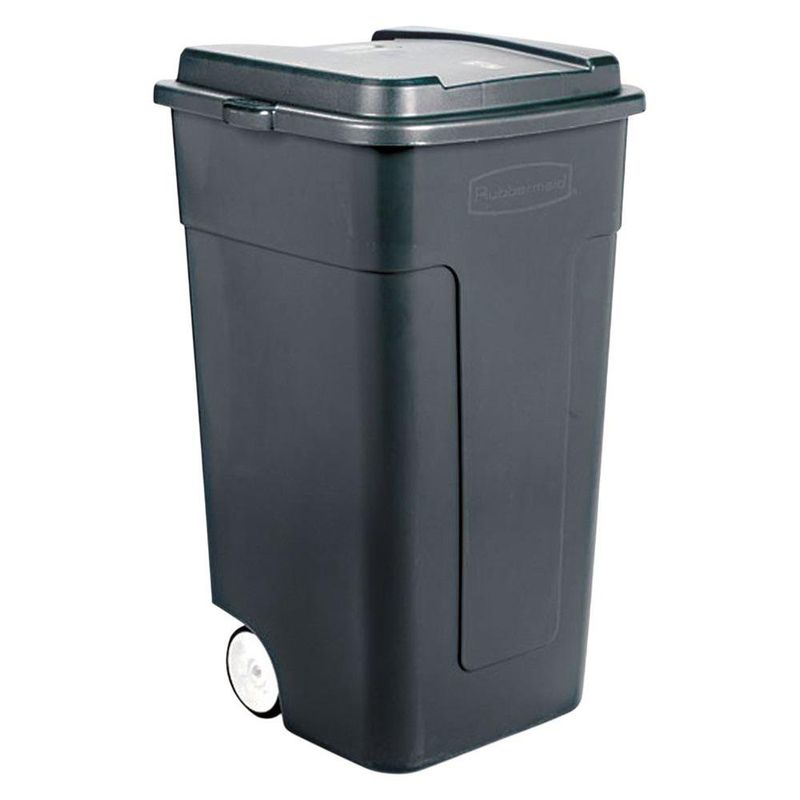 Basurero Plástico Verde con Rodos 50 Gal