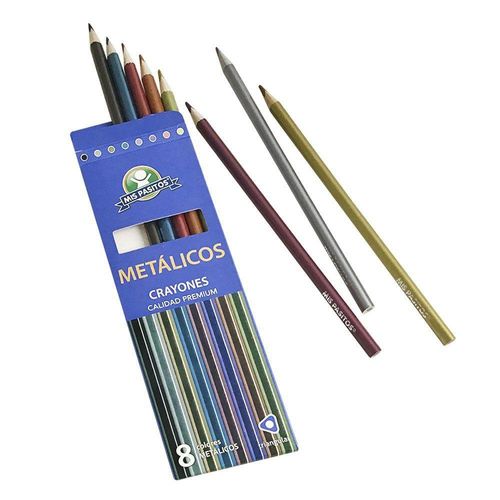 Crayones Madera Metalico 8 Colores - Mis Pasitos