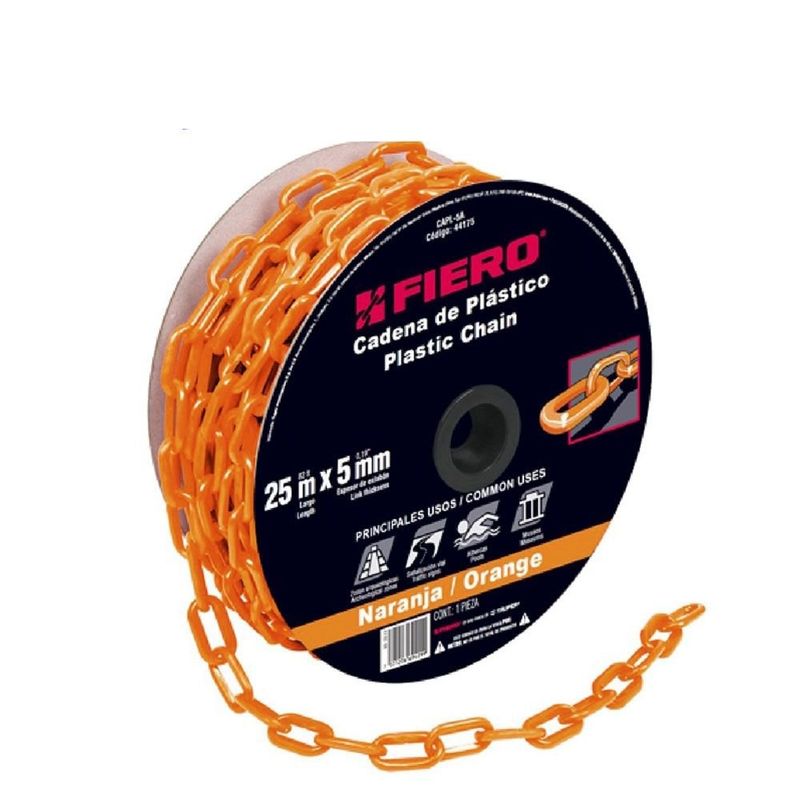 Cadena Plástica para Delimitación Color Naranja de 5 Mm Venta por Metro