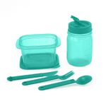 Set De Tazón, Pachón Y Cubiertos Aqua - Guateplast