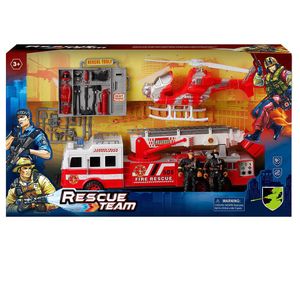 Set de Rescate de Bomberos con Helicóptero y Vehículos