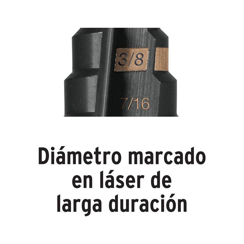Broca Escalonada con 10 escalones de 1/4 - 1 3/8 Plg - Truper