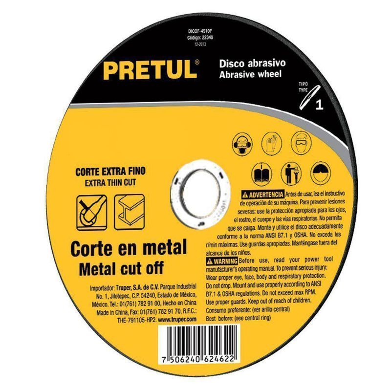 Disco Para Corte De Metal 7 - Pretul