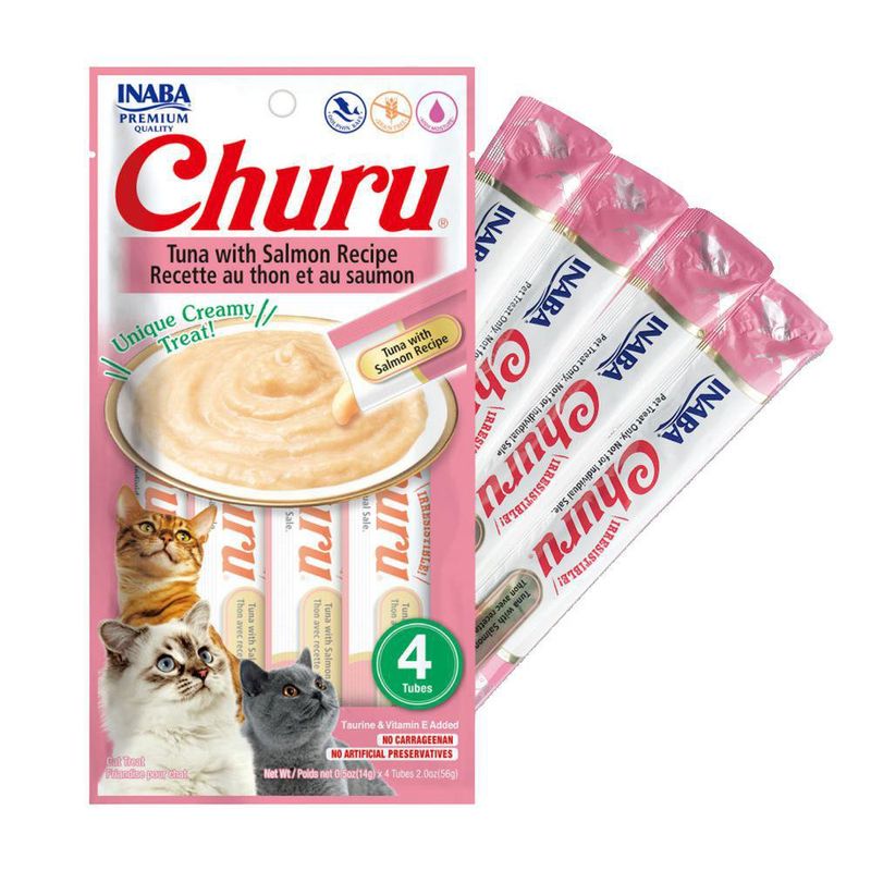 Snack Para Gatos Churu Sabor Salmón 4 Tubos - Inaba
