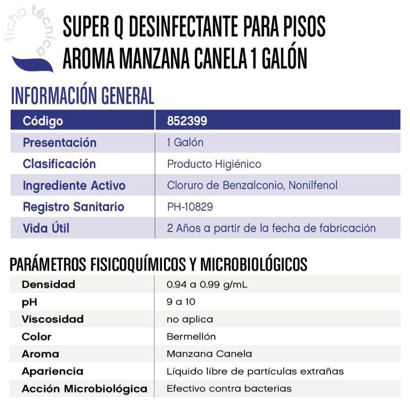 Desinfectante Navideño  Multiusos Manzana Canela 1 Gal - Super-Q