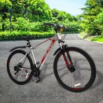 Bicicleta Mtb Rin 26 De 21 Velocidades Plateado Con Rojo - Hiland