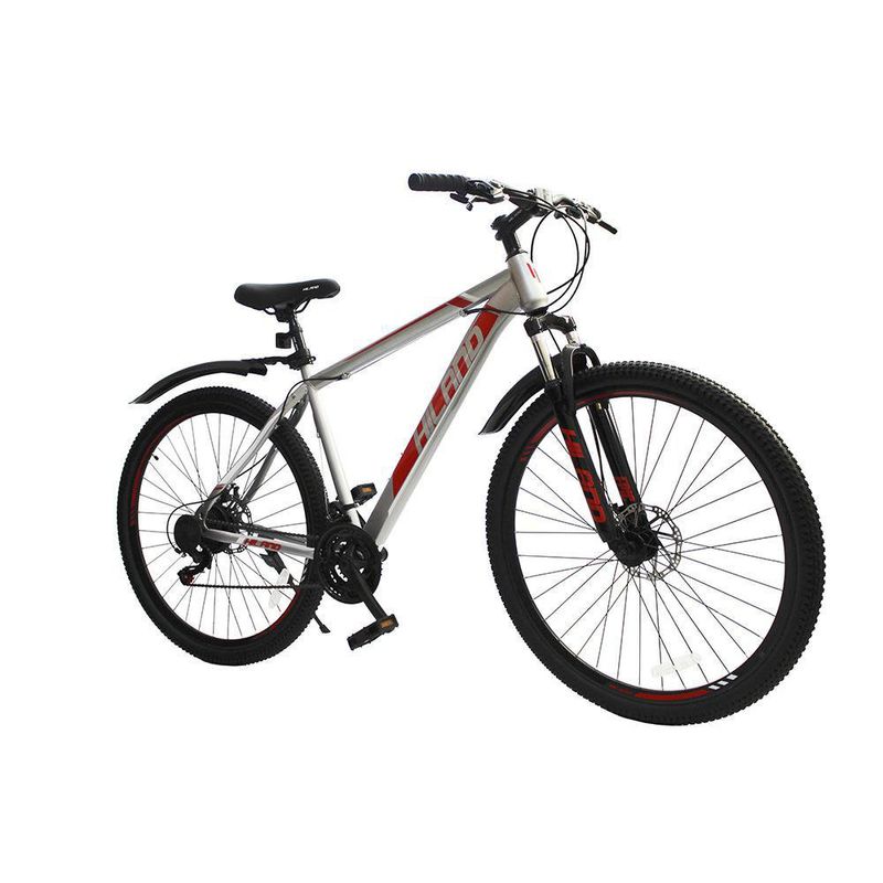 Bicicleta Mtb Rin 26 De 21 Velocidades Plateado Con Rojo - Hiland
