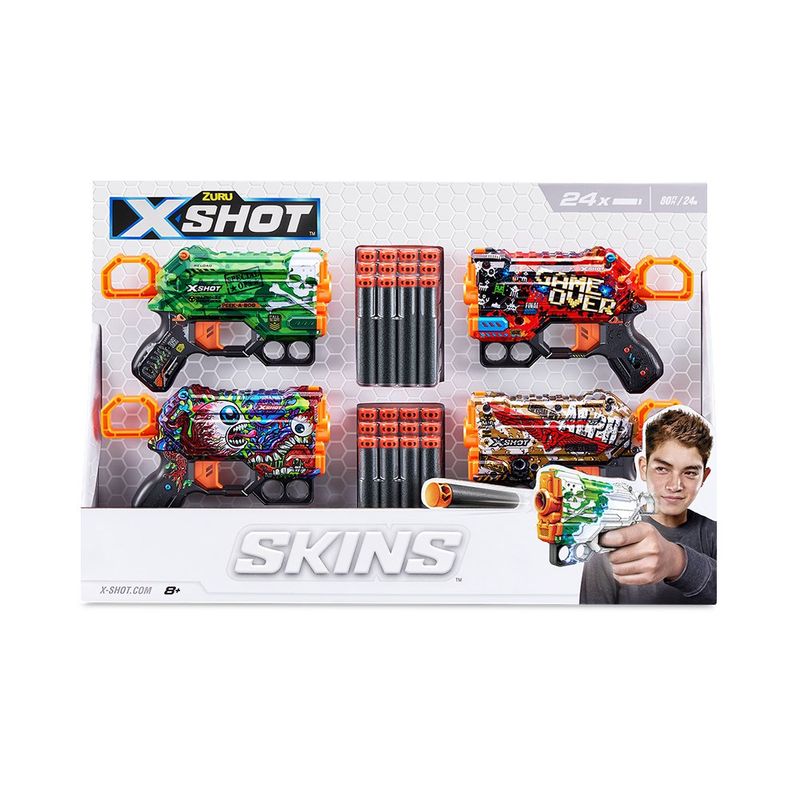 Set De Lanzadores X-Shot Skins 4 Pzas - Zuru
